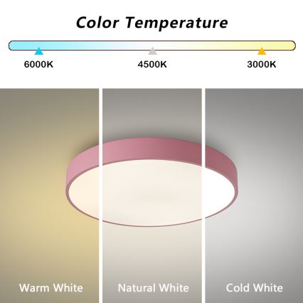 Brilagi - POOL LED Dimmable Ceiling Light LED/36W/230V 3000-6000K Ø 30 cm pink + remote control