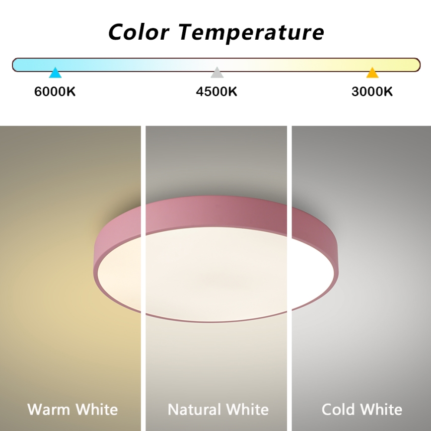 Brilagi - POOL LED Dimmable Ceiling Light LED/36W/230V 3000-6000K Ø 30 cm pink + remote control