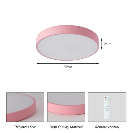 Brilagi - POOL LED Dimmable Ceiling Light LED/36W/230V 3000-6000K Ø 30 cm pink + remote control