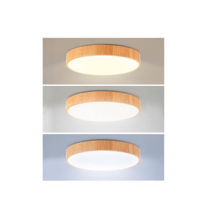 Brilagi - Dimmable LED Ceiling Light POOL LED/50W/230V 3000-6000K dia. 40 cm Wood Finish + Remote Control