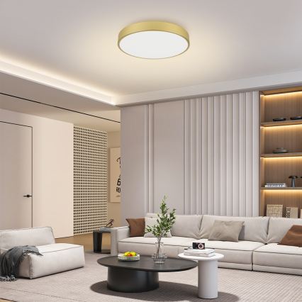 Brilagi - LED Dimmable Ceiling Light POOL LED/60W/230V 3000-6000K Ø 60 cm Gold + Remote Control