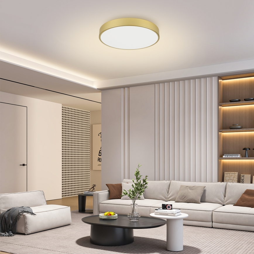 Brilagi - LED Dimmable Ceiling Light POOL LED/60W/230V 3000-6000K Ø 60 cm Gold + Remote Control