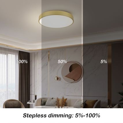 Brilagi - LED Dimmable Ceiling Light POOL LED/60W/230V 3000-6000K Ø 60 cm Gold + Remote Control