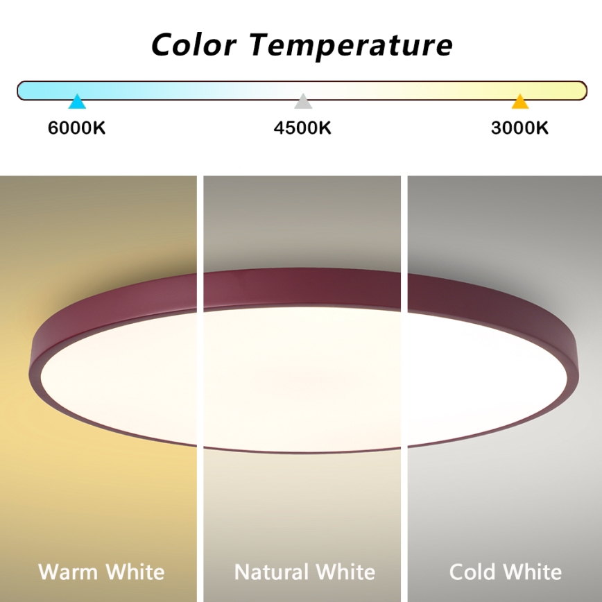 Brilagi - POOL LED Ceiling Light 100W/230V, Selectable 3000/4000/6000K, Ø 80 cm, Burgundy