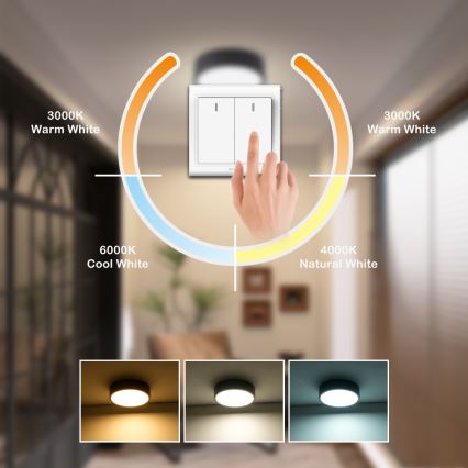 Brilagi - POOL LED Ceiling Light 18W/230V 3000/4500/6000K Ø 20 cm Black