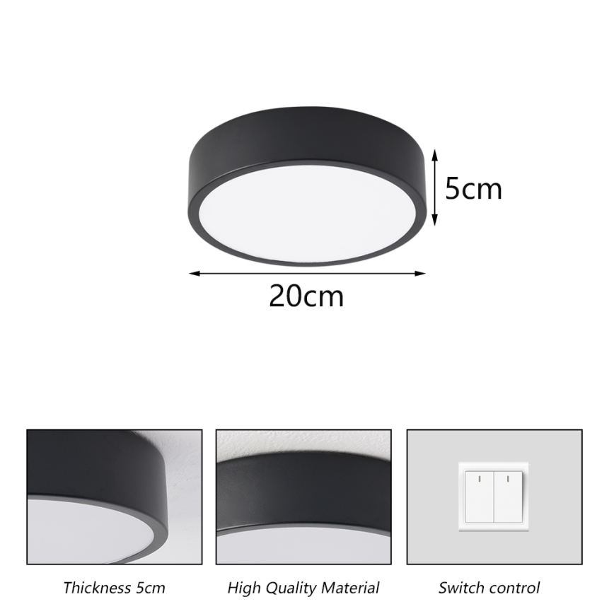 Brilagi - POOL LED Ceiling Light 18W/230V 3000/4500/6000K Ø 20 cm Black