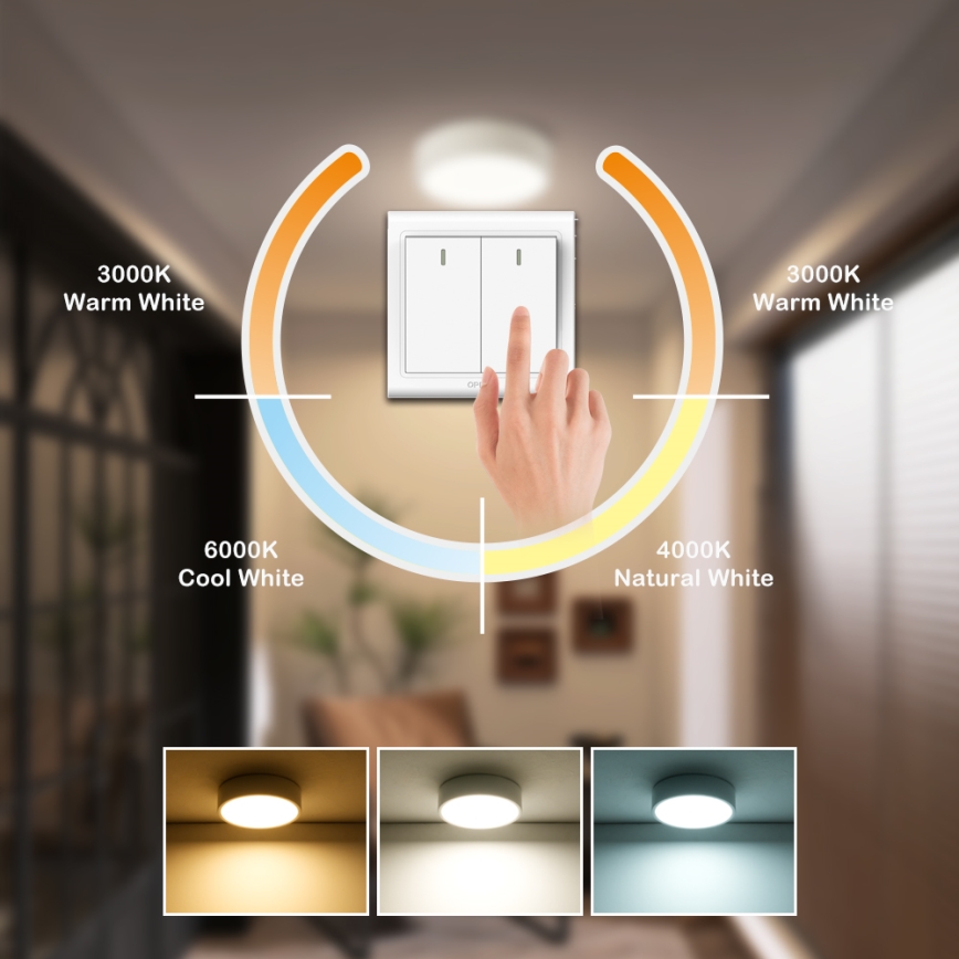 Brilagi - POOL LED Ceiling Light, 18W, 230V, Adjustable Color Temperature 3000/4500/6000K, Ø 20 cm, White