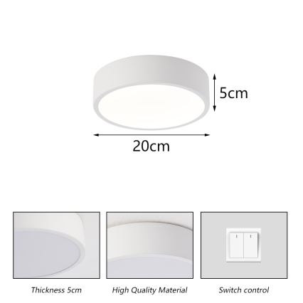 Brilagi - POOL LED Ceiling Light, 18W, 230V, Adjustable Color Temperature 3000/4500/6000K, Ø 20 cm, White