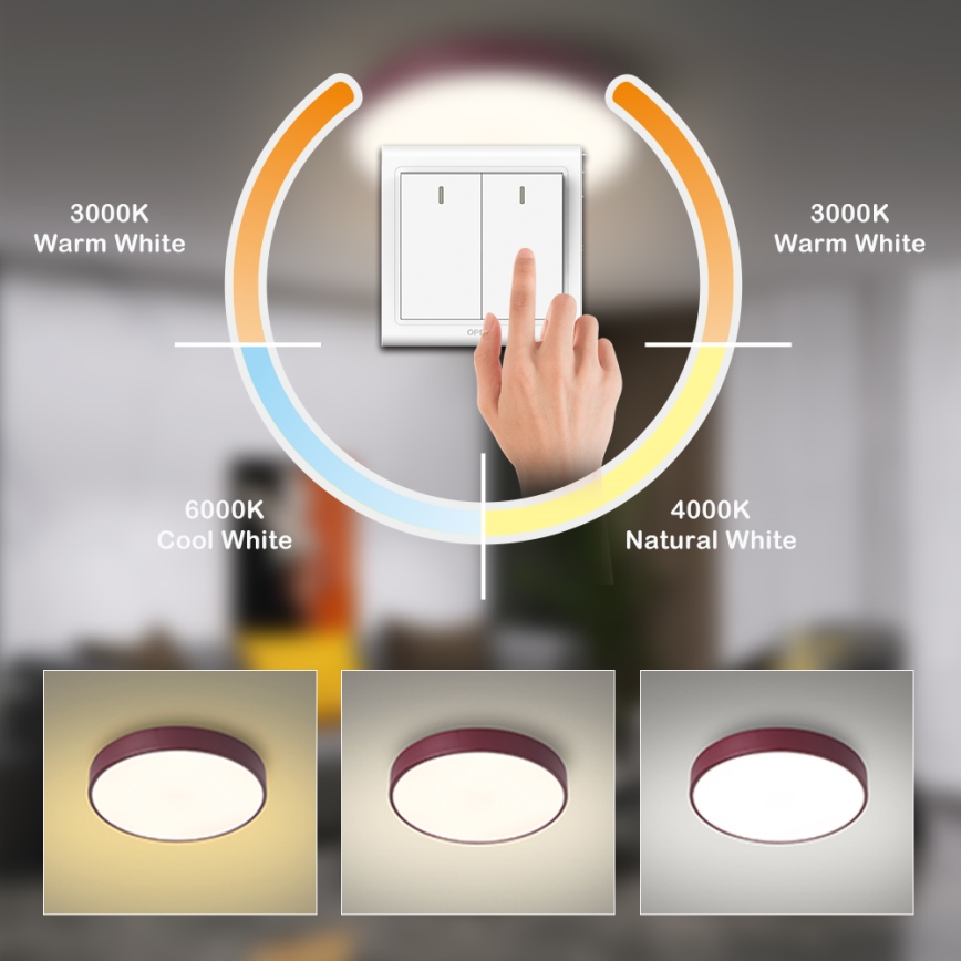 Brilagi - LED Ceiling Light POOL LED/36W/230V 3000/4000/6000K Ø 30 cm burgundy