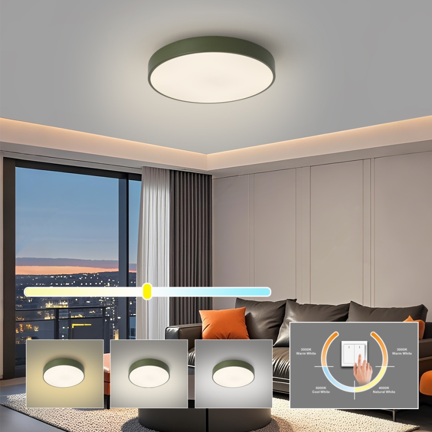 Brilagi - POOL LED Ceiling Light, 36W, 230V, Selectable 3000/4000/6000K, Ø 30 cm, Green
