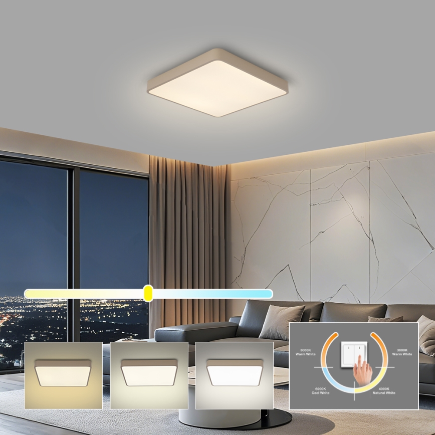 Brilagi - POOL LED Ceiling Light 36W/230V 3000/4500/6000K 40x40 cm beige