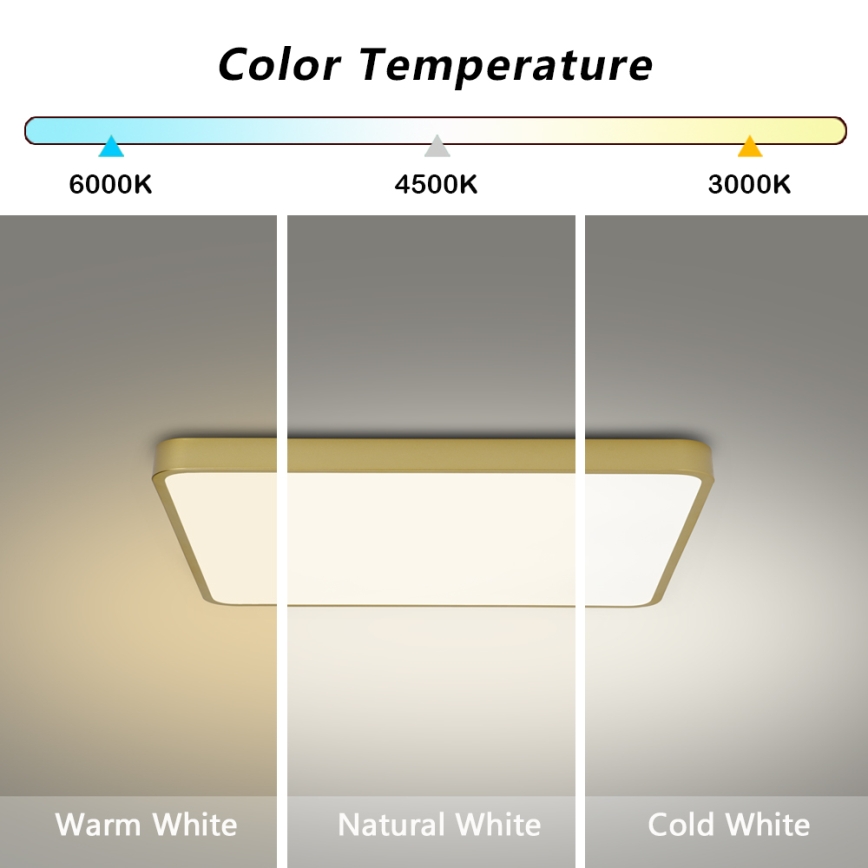 Brilagi - POOL LED Ceiling Light 36W/230V 3000/4500/6000K 40x40 cm gold