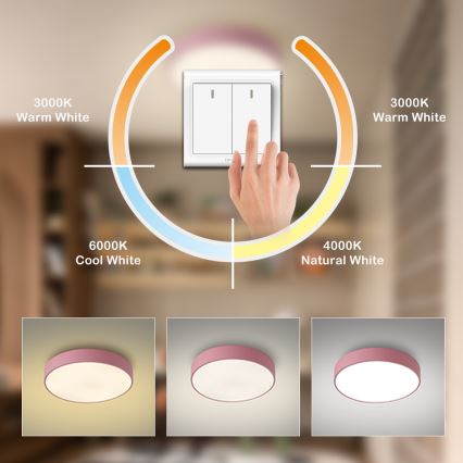 Brilagi - POOL LED Ceiling Light 48W/230V 3000/4000/6000K Ø 40 cm Pink