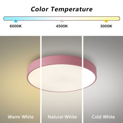 Brilagi - POOL LED Ceiling Light 48W/230V 3000/4000/6000K Ø 40 cm Pink