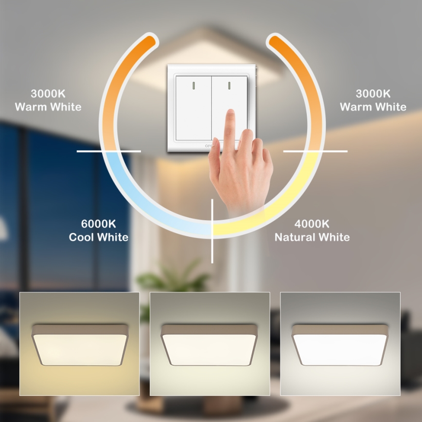 Brilagi - POOL LED Ceiling Light 48W/230V 3000/4000/6000K 50x50 cm beige