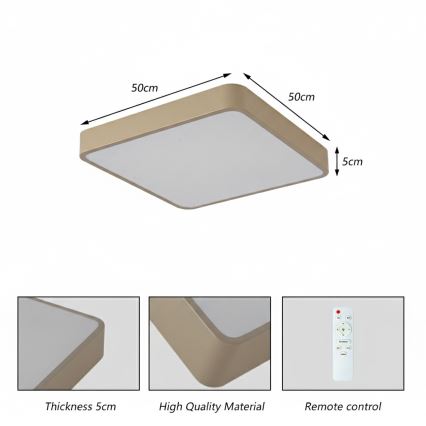 Brilagi - POOL LED Ceiling Light 48W/230V 3000/4000/6000K 50x50 cm beige