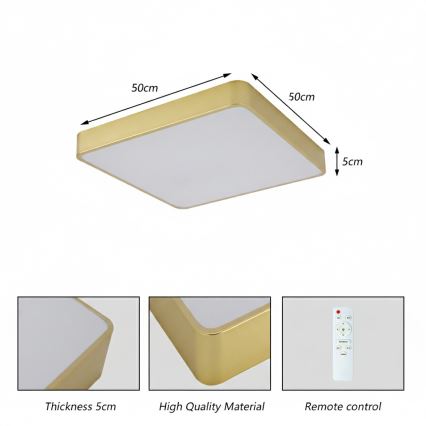 Brilagi - POOL LED Ceiling Light 48W/230V 3000/4500/6000K 50x50 cm Gold