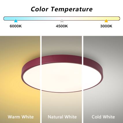 Brilagi - POOL LED Ceiling Light 60W 230V, switchable 3000/4000/6000K, Ø 50 cm, burgundy