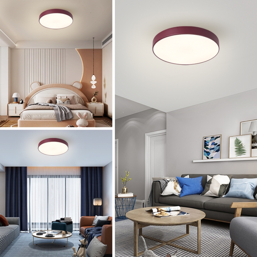 Brilagi - POOL LED Ceiling Light 60W 230V, switchable 3000/4000/6000K, Ø 50 cm, burgundy