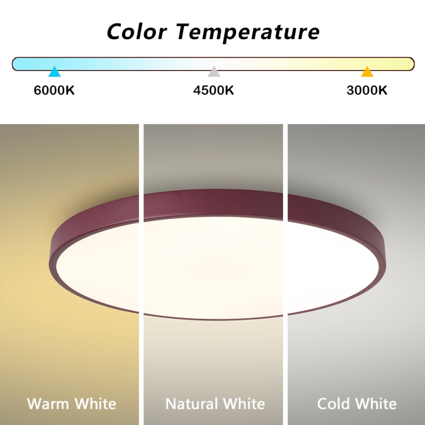 Brilagi - POOL LED Ceiling Light, 60W/230V, 3000/4000/6000K, Ø 60 cm, Burgundy