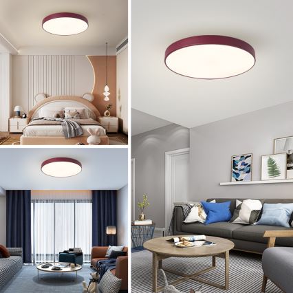 Brilagi - POOL LED Ceiling Light, 60W/230V, 3000/4000/6000K, Ø 60 cm, Burgundy