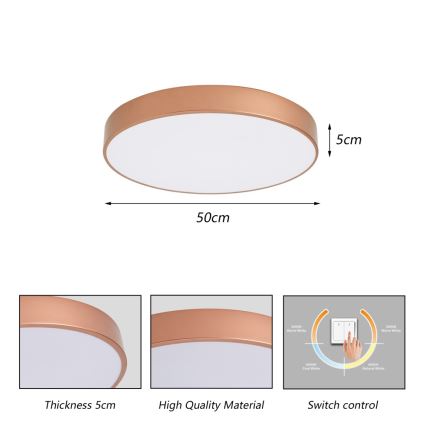 BRILAGI - LED Ceiling Light POOL LED/60W/230V 3000/4000/6000K Ø 50 cm Bronze