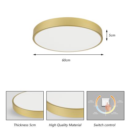 Brilagi - POOL LED Ceiling Light 60W/230V 3000/4000/6000K Ø 60 cm, gold