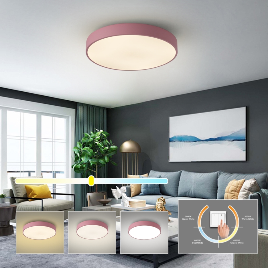 Brilagi - LED Ceiling Light POOL LED/60W/230V 3000/4000/6000K Ø 50 cm Pink