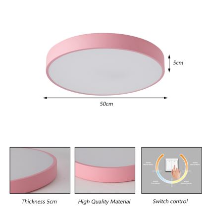 Brilagi - LED Ceiling Light POOL LED/60W/230V 3000/4000/6000K Ø 50 cm Pink
