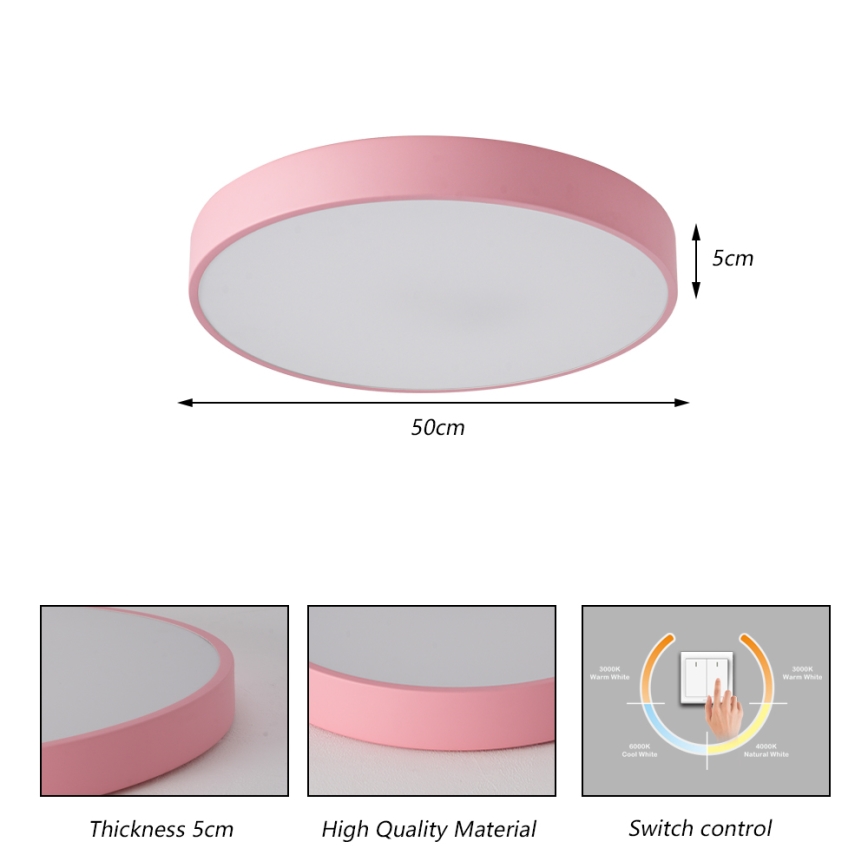 Brilagi - LED Ceiling Light POOL LED/60W/230V 3000/4000/6000K Ø 50 cm Pink