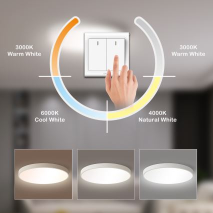 Brilagi - POOL LED Ceiling Light, 60W, 230V, Selectable 3000/4000/6000K, 50 cm, White