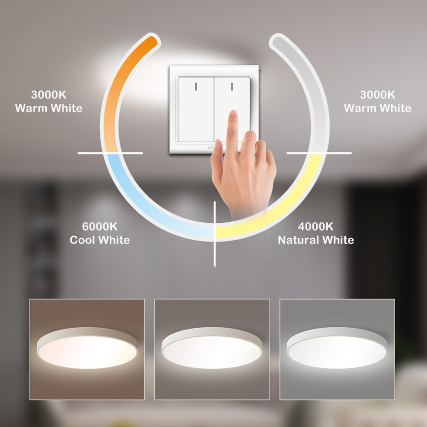 Brilagi - POOL LED Ceiling Light, 60W, 230V, Selectable 3000/4000/6000K, 50 cm, White