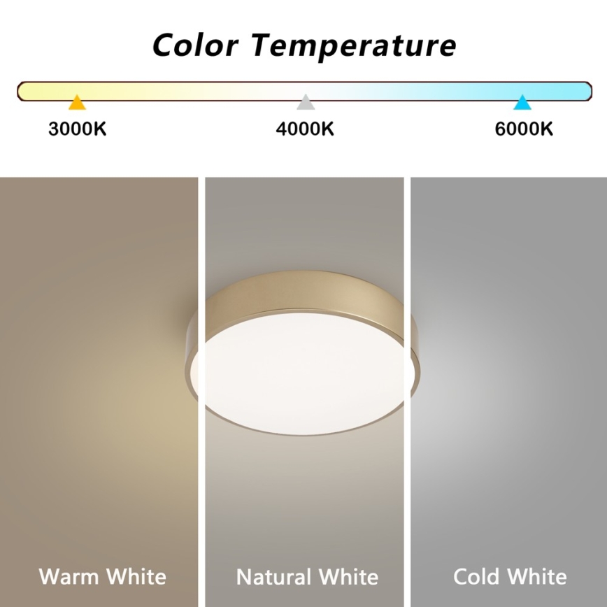 BRILAGI - Dimmable POOL LED ceiling light 24W/230V 3000-6000K dia. 20 cm gold + remote control