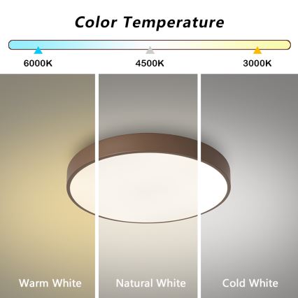 Brilagi - POOL Dimmable LED Ceiling Light 48W/230V 3000-6000K Ø 40 cm Brown + Remote Control