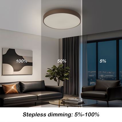 Brilagi - POOL Dimmable LED Ceiling Light 48W/230V 3000-6000K Ø 40 cm Brown + Remote Control