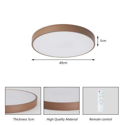 Brilagi - POOL Dimmable LED Ceiling Light 48W/230V 3000-6000K Ø 40 cm Brown + Remote Control