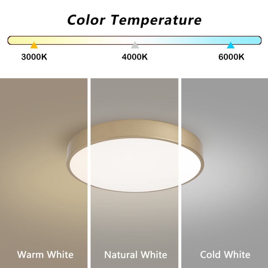 BRILAGI - Dimmable LED Ceiling Light POOL LED/48W/230V 3000-6000K Ø 40 cm Gold + Remote Control