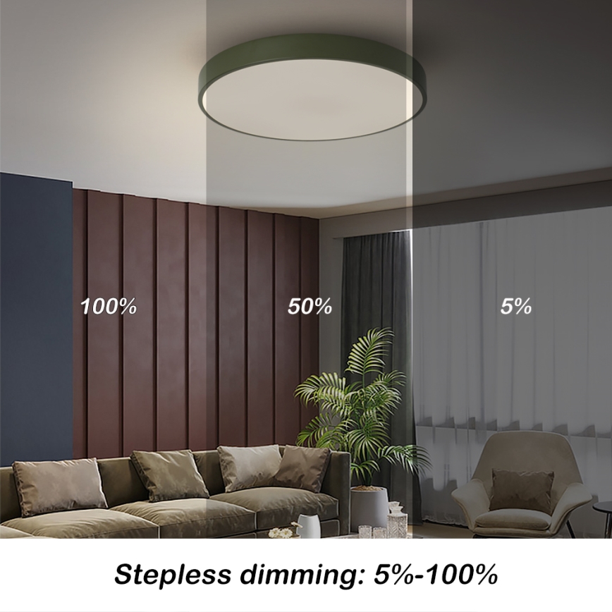 Brilagi - LED Dimmable Ceiling Light POOL LED/60W/230V 3000-6000K 50 cm diameter green + remote control