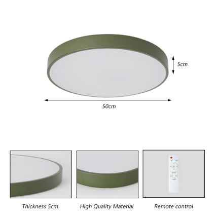 Brilagi - LED Dimmable Ceiling Light POOL LED/60W/230V 3000-6000K 50 cm diameter green + remote control