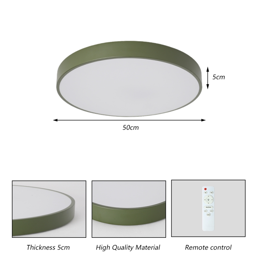 Brilagi - LED Dimmable Ceiling Light POOL LED/60W/230V 3000-6000K 50 cm diameter green + remote control