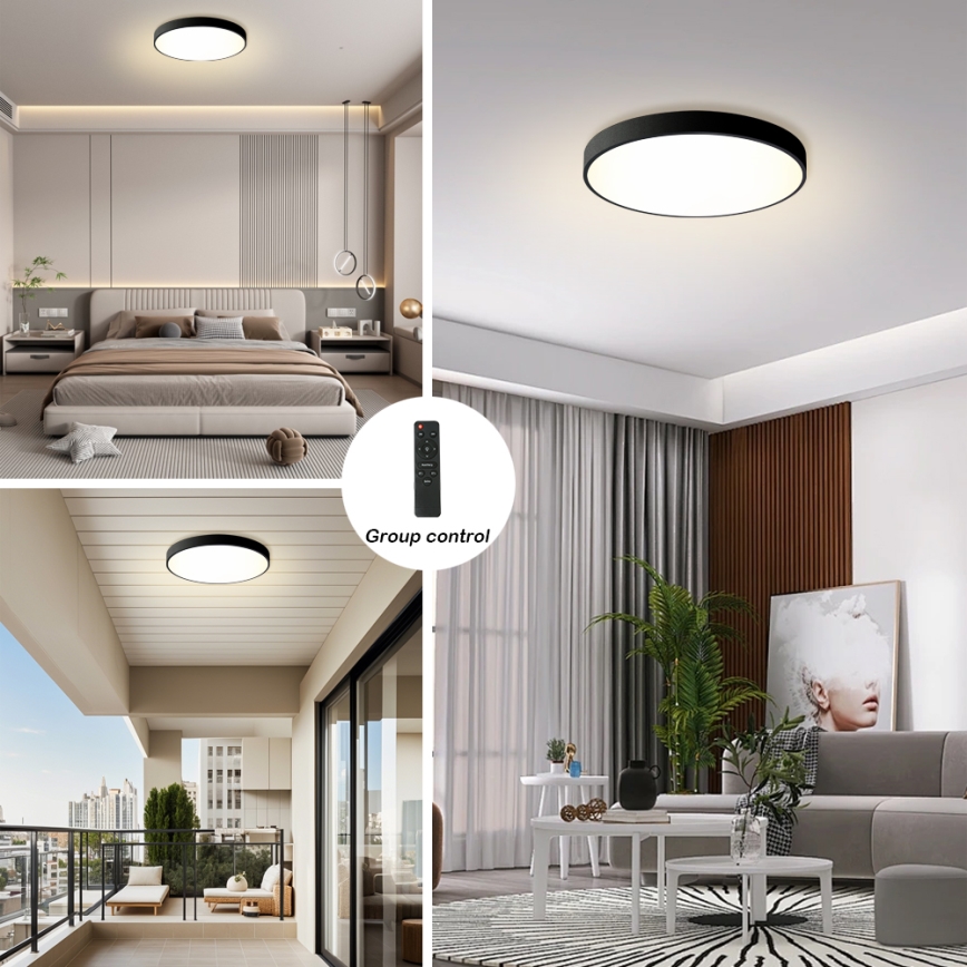 Brilagi - POOL LED Dimmable Ceiling Light 60W/230V 3000-6000K Ø 60 cm Black + Remote Control