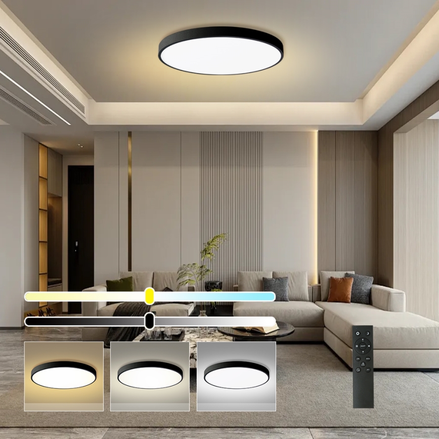 Brilagi - LED Dimmable ceiling light POOL SMART LED/128W/230V 3000-6000K Ø 100 cm Wi-Fi Tuya black + remote control