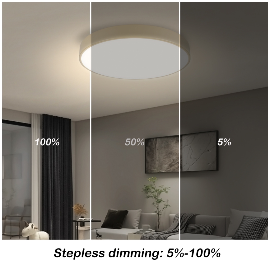 Brilagi - POOL SMART Dimmable LED Ceiling Light LED/48W/230V 3000-6000K Ø 40 cm Tuya Wi-Fi Beige + Remote Control