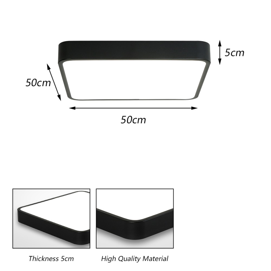 Brilagi - POOL SQUARE LED Ceiling Light 48W/230V 3000/4500/6000K 50x50 cm Black