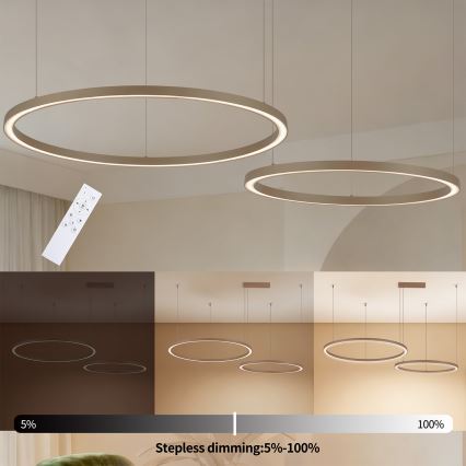 BRILAGI - PORTOFINO LED Dimmable Cable-Suspended Pendant Light, 98W/230V, 3000–6000K, Beige + Remote Control