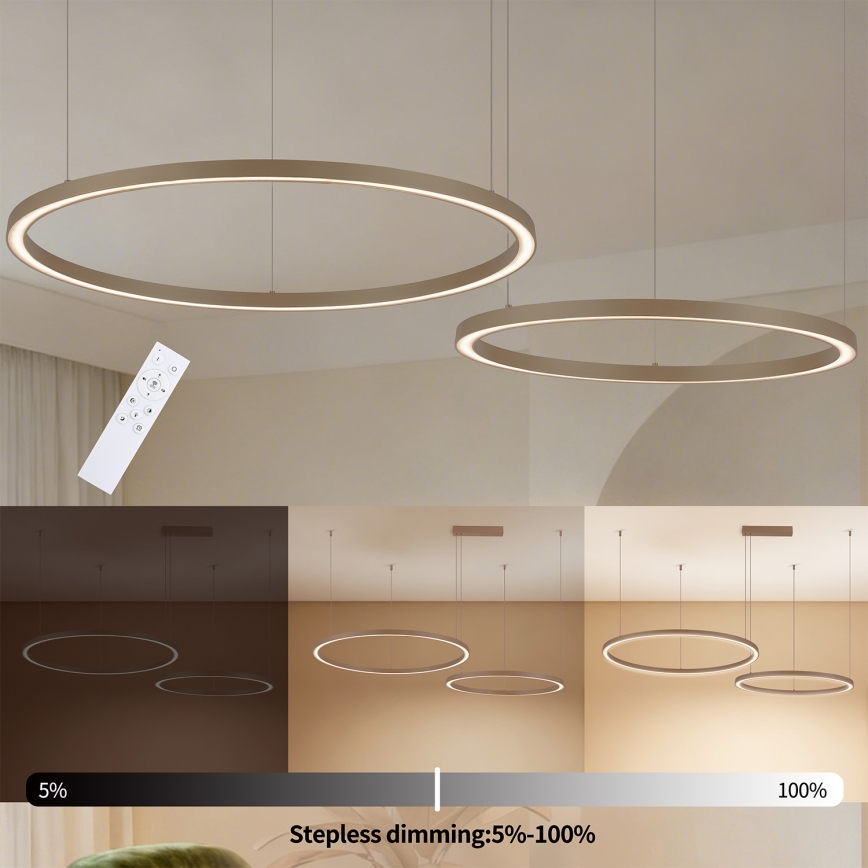 BRILAGI - PORTOFINO LED Dimmable Cable-Suspended Pendant Light, 98W/230V, 3000–6000K, Beige + Remote Control
