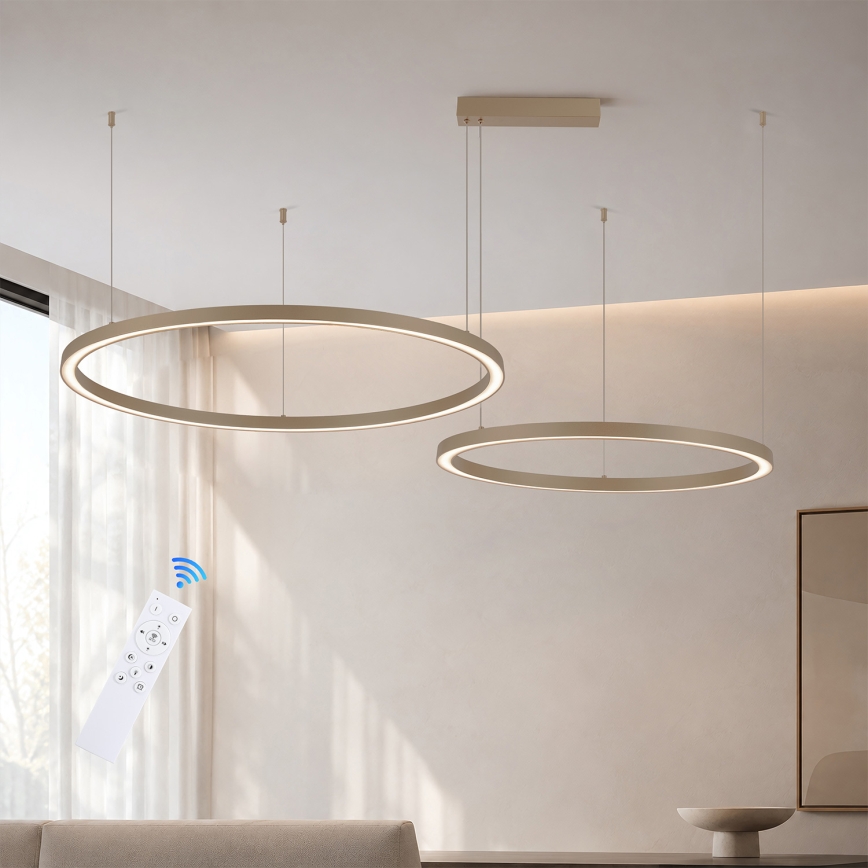 BRILAGI - PORTOFINO LED Dimmable Cable-Suspended Pendant Light, 98W/230V, 3000–6000K, Beige + Remote Control