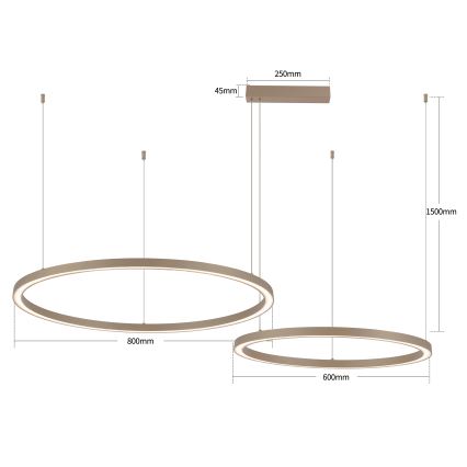 Brilagi - PORTOFINO LED Dimmable Cable-Suspended Pendant Light, 98W/230V, 3000–6000K, Beige + Remote Control