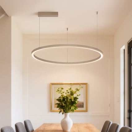 Brilagi - PORTOFINO Cable-Suspended Dimmable LED Pendant, 60W, 230V, 3000–6000K, Ø80 cm, Beige + Remote Control