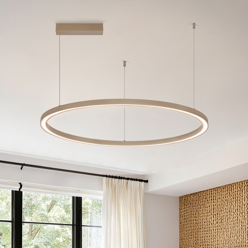 Brilagi - PORTOFINO Cable-Suspended Dimmable LED Pendant, 60W, 230V, 3000–6000K, Ø80 cm, Beige + Remote Control